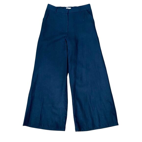 Max Studio Classic Black Linen Blend Wide Leg Cropped Pants Women's Size S - Picture 1 of 12